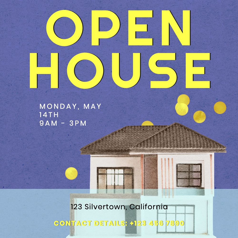 Open house Instagram post template, editable text