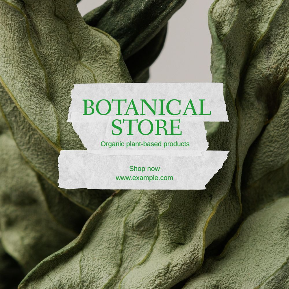 Botanical store Instagram post template, editable text