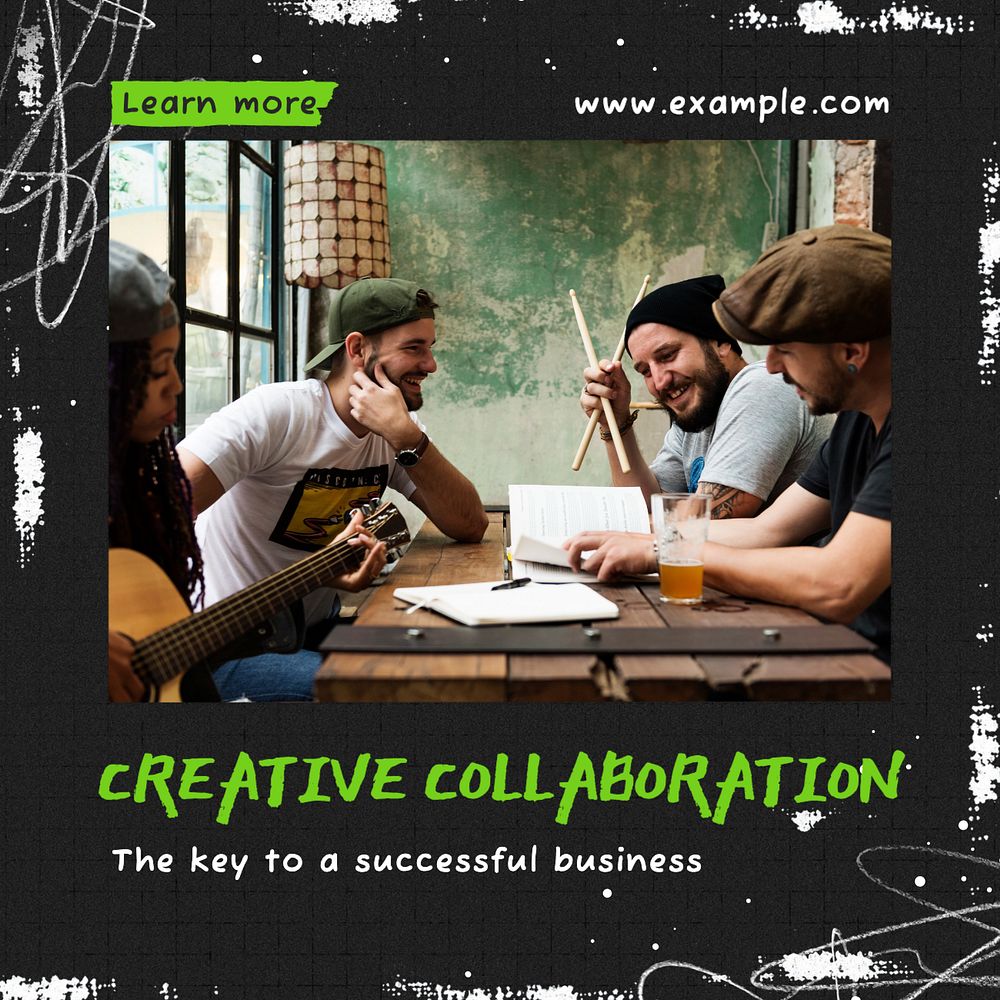 Creative collaboration Instagram post template, editable text