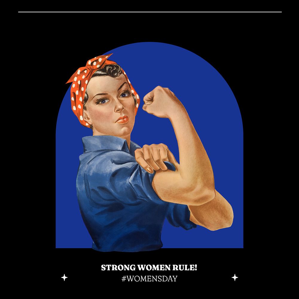 Strong women rules Instagram post template, editable text