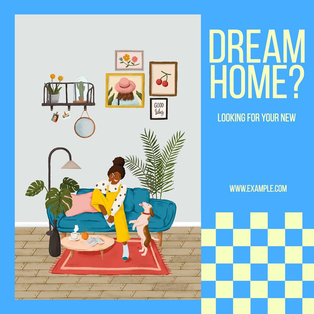 Dream home Instagram post template, editable text