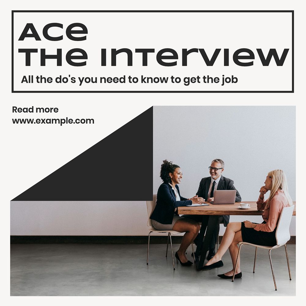 Ace the interview Instagram post template, editable text