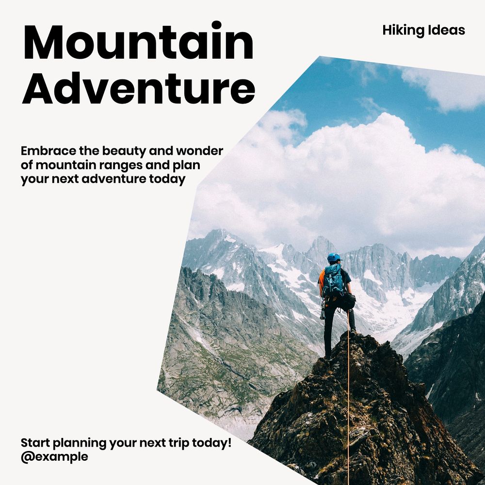 Mountain adventure Instagram post template, editable text