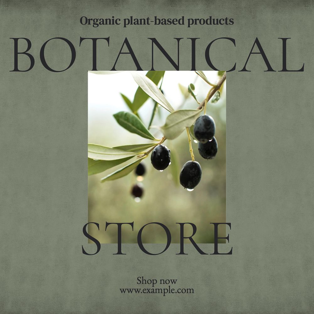 Botanical store Instagram post template, editable text