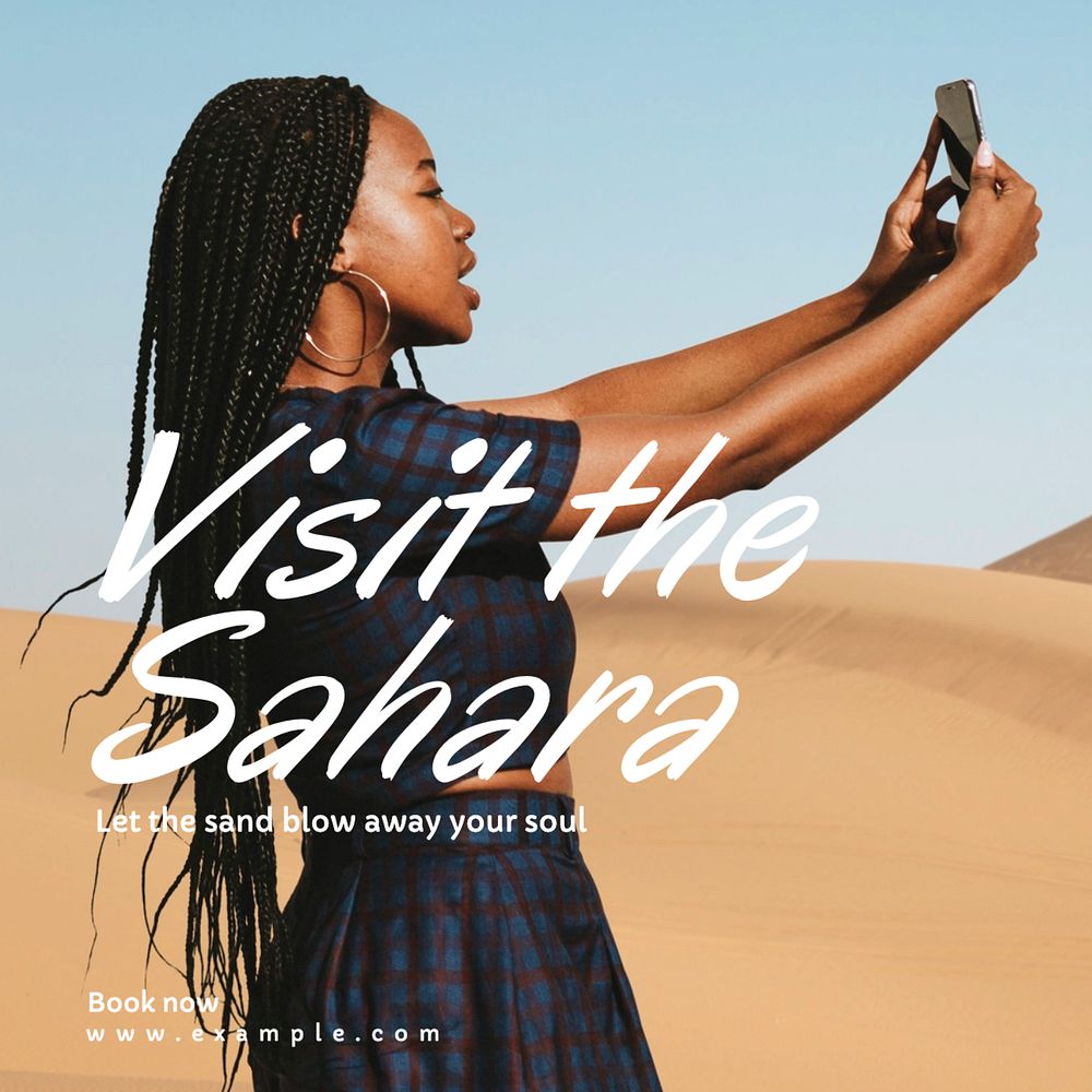 Visit Sahara Instagram post template, editable text