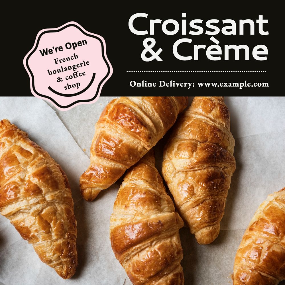 Croissant and creme Instagram post template, editable text