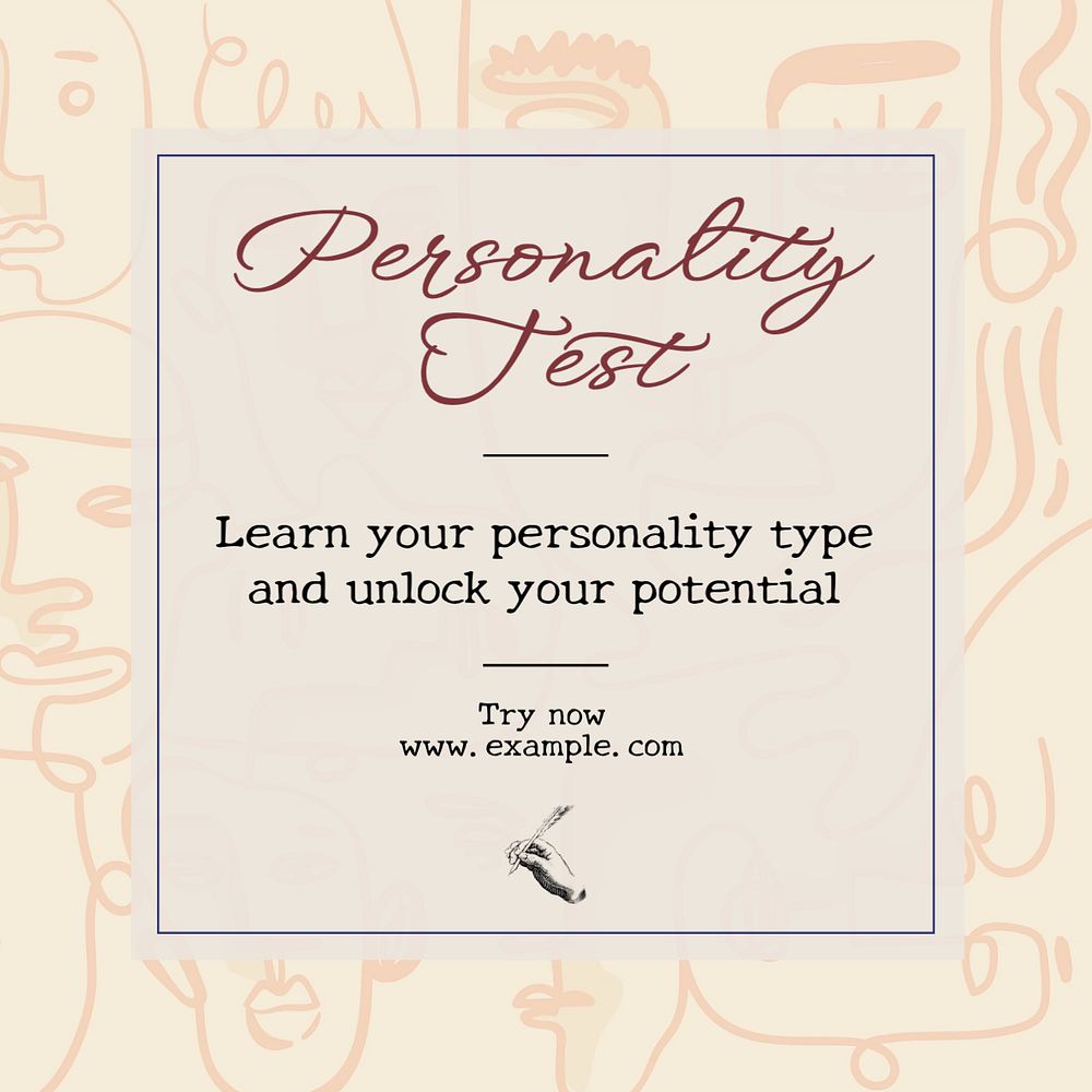 Personality test Instagram post template, editable text