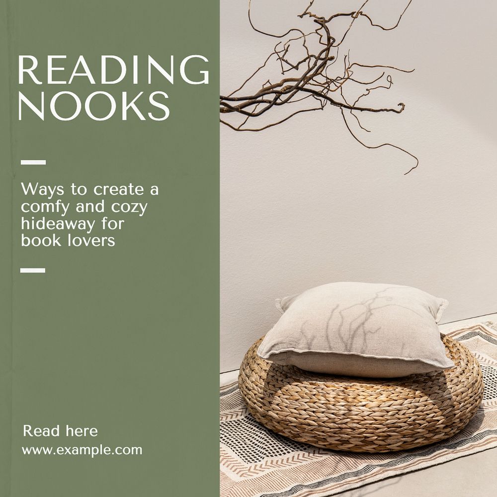 Reading books Instagram post template, editable text