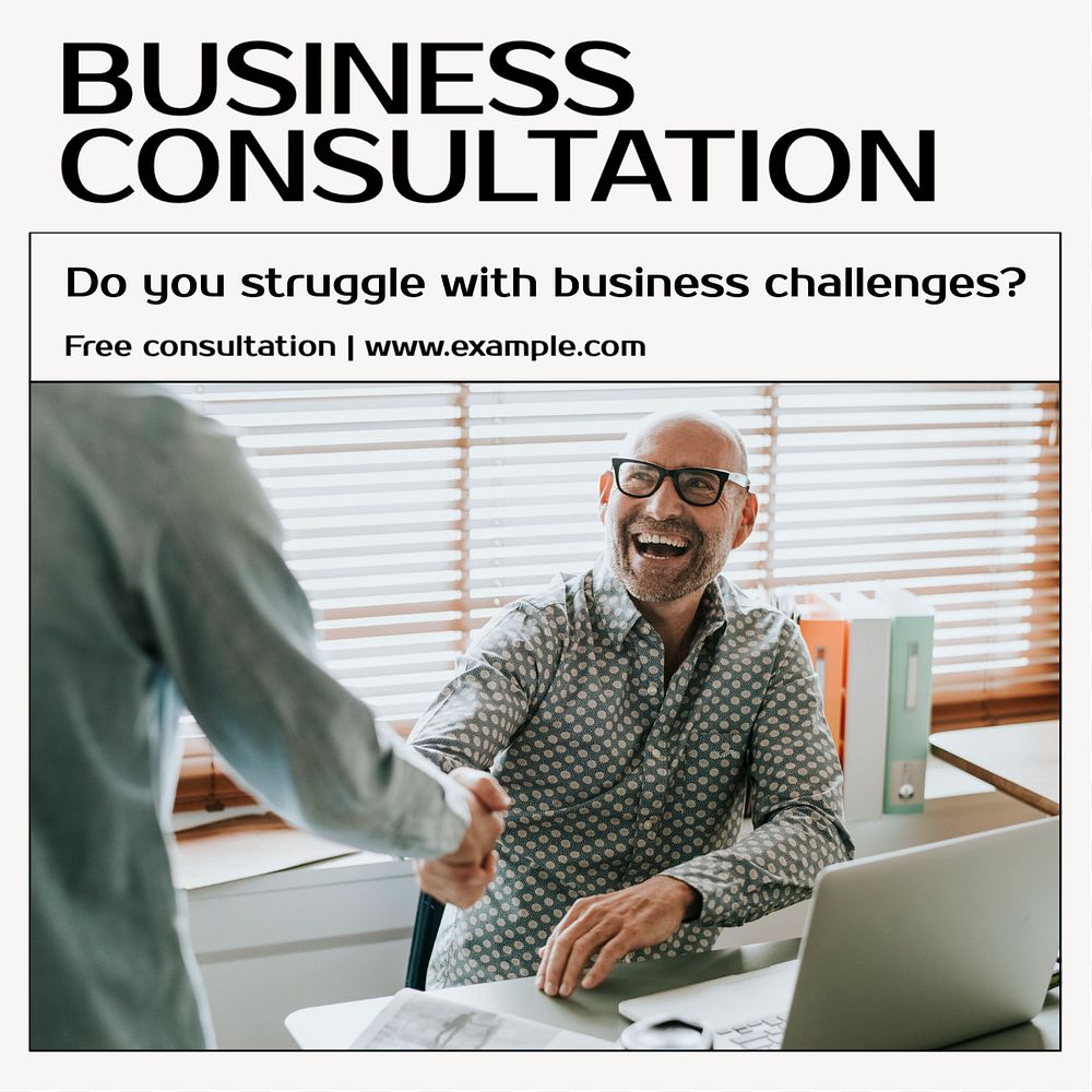 Business consultation Instagram post template, editable text