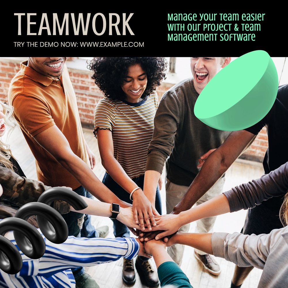 Team management software Instagram post template, editable text