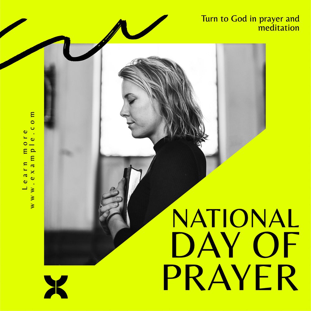 Day of prayer Instagram post template, editable text