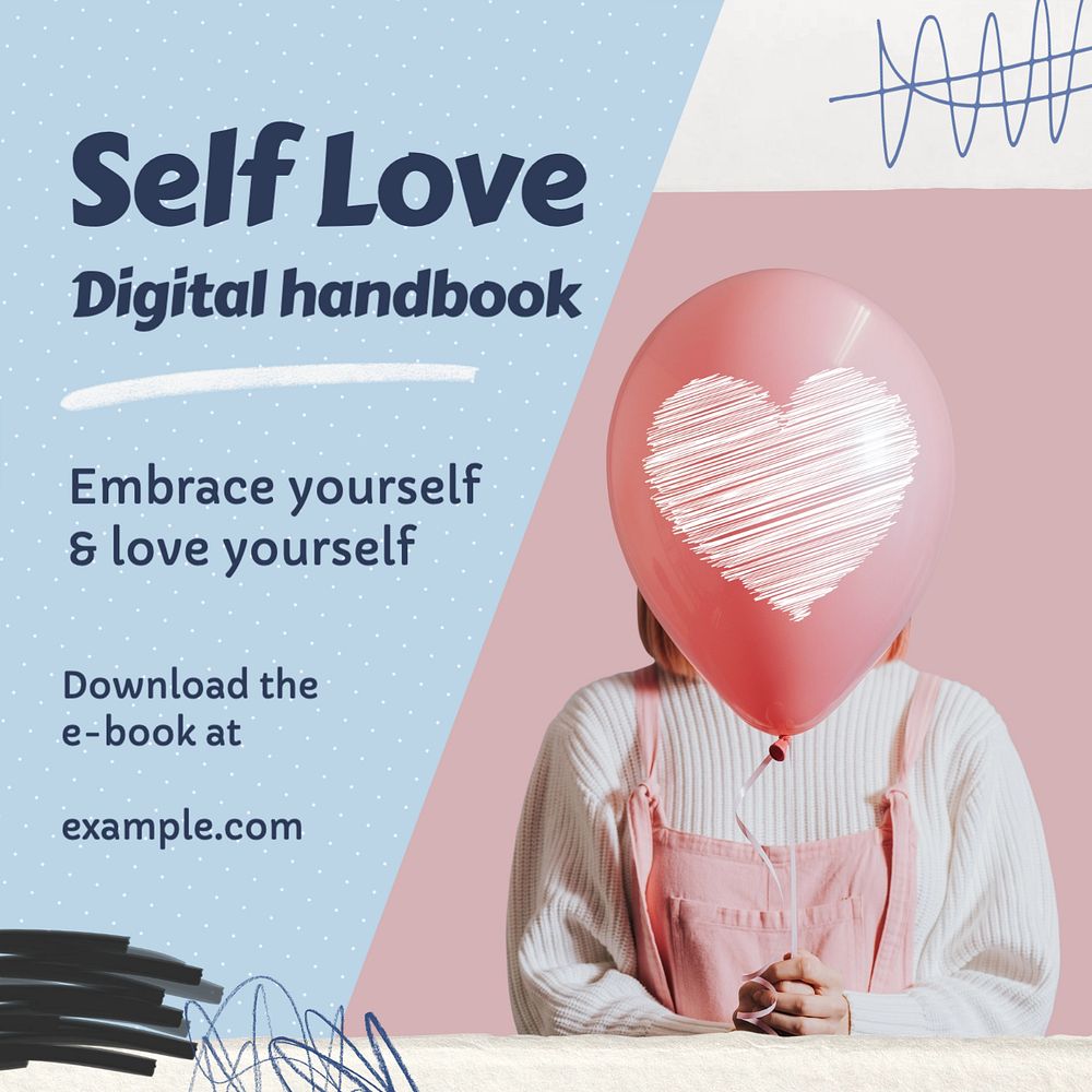 Self love ebook Instagram post template, editable text