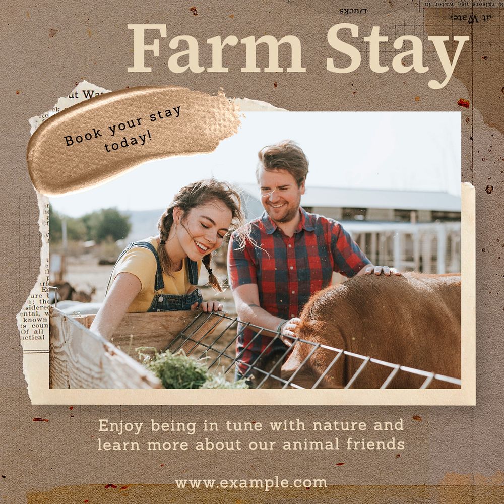 Farm stay Instagram post template, editable text