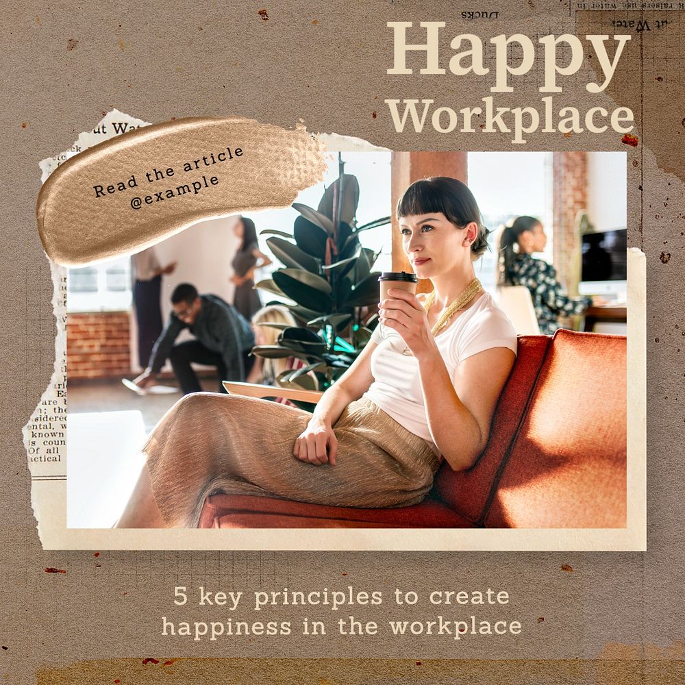 Happy workplace Instagram post template, editable text