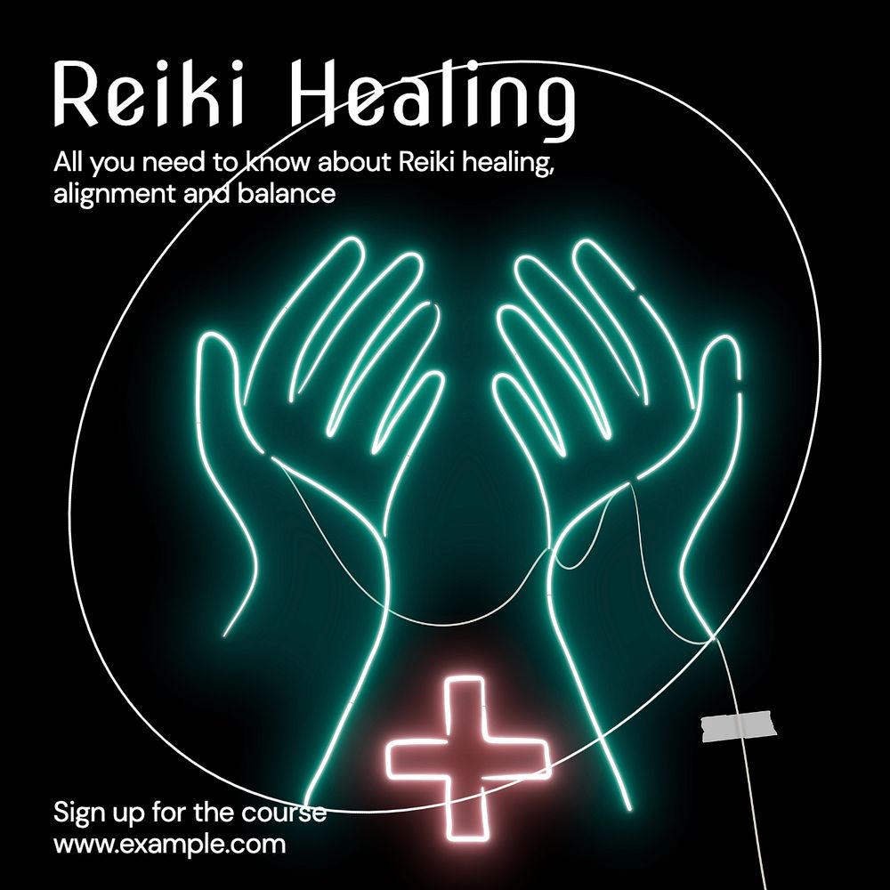 Reiki healing Instagram post template, editable text