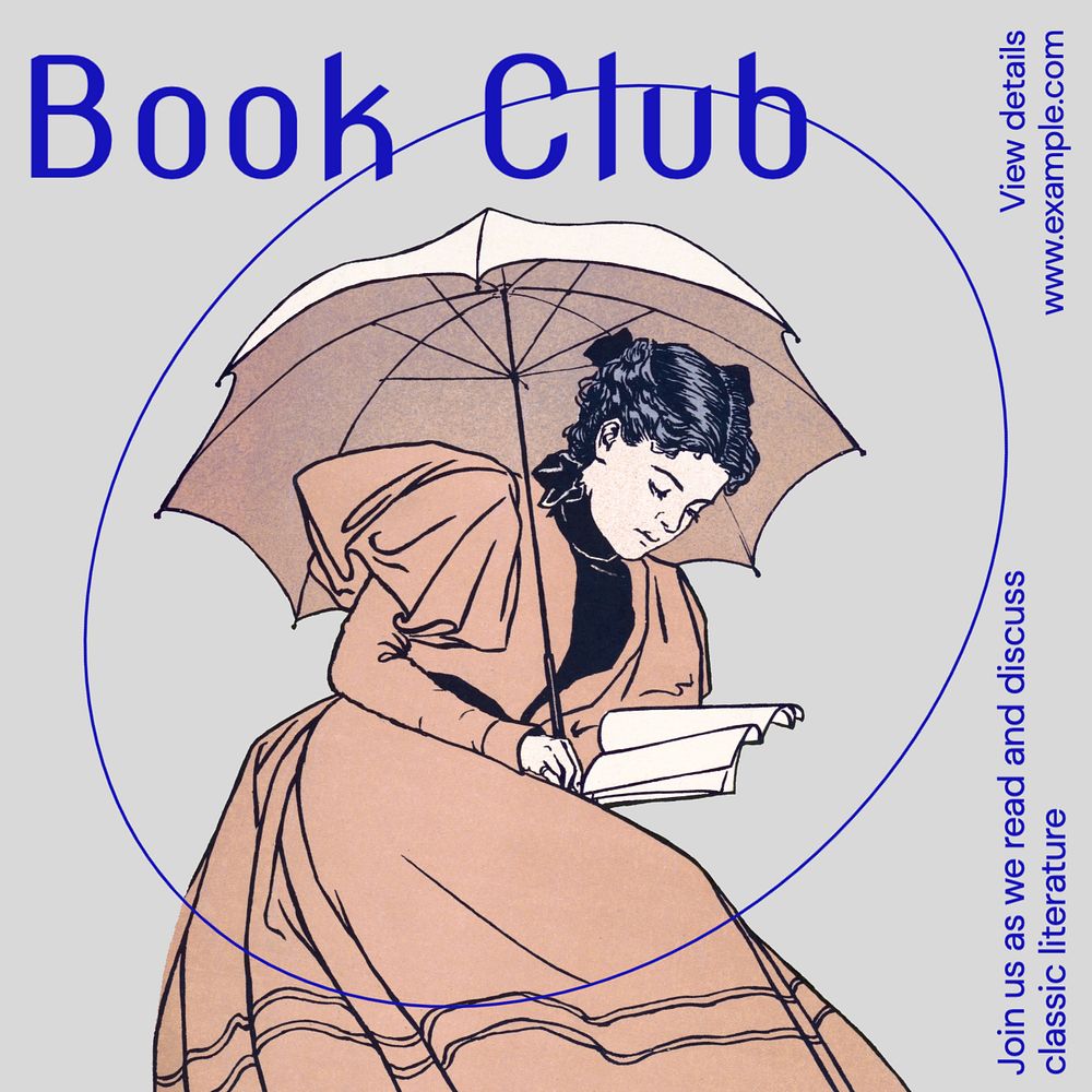 Book club Instagram post template, editable text