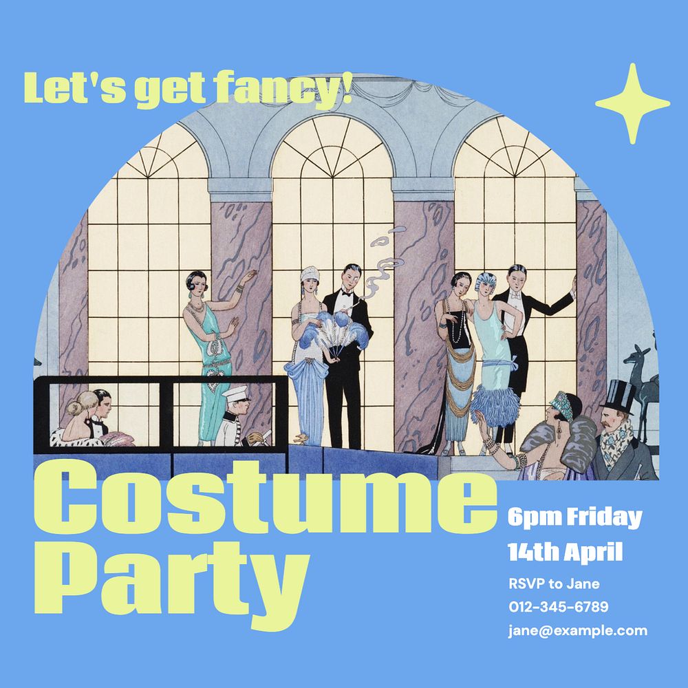 Costume party Instagram post template, editable text