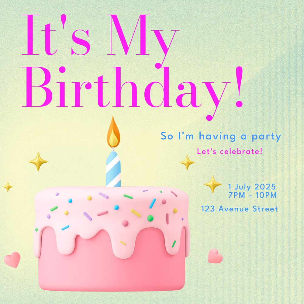 Birthday party Instagram post templates, editable design