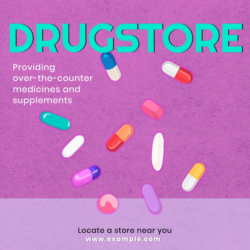 Drugstore Instagram post template, editable text