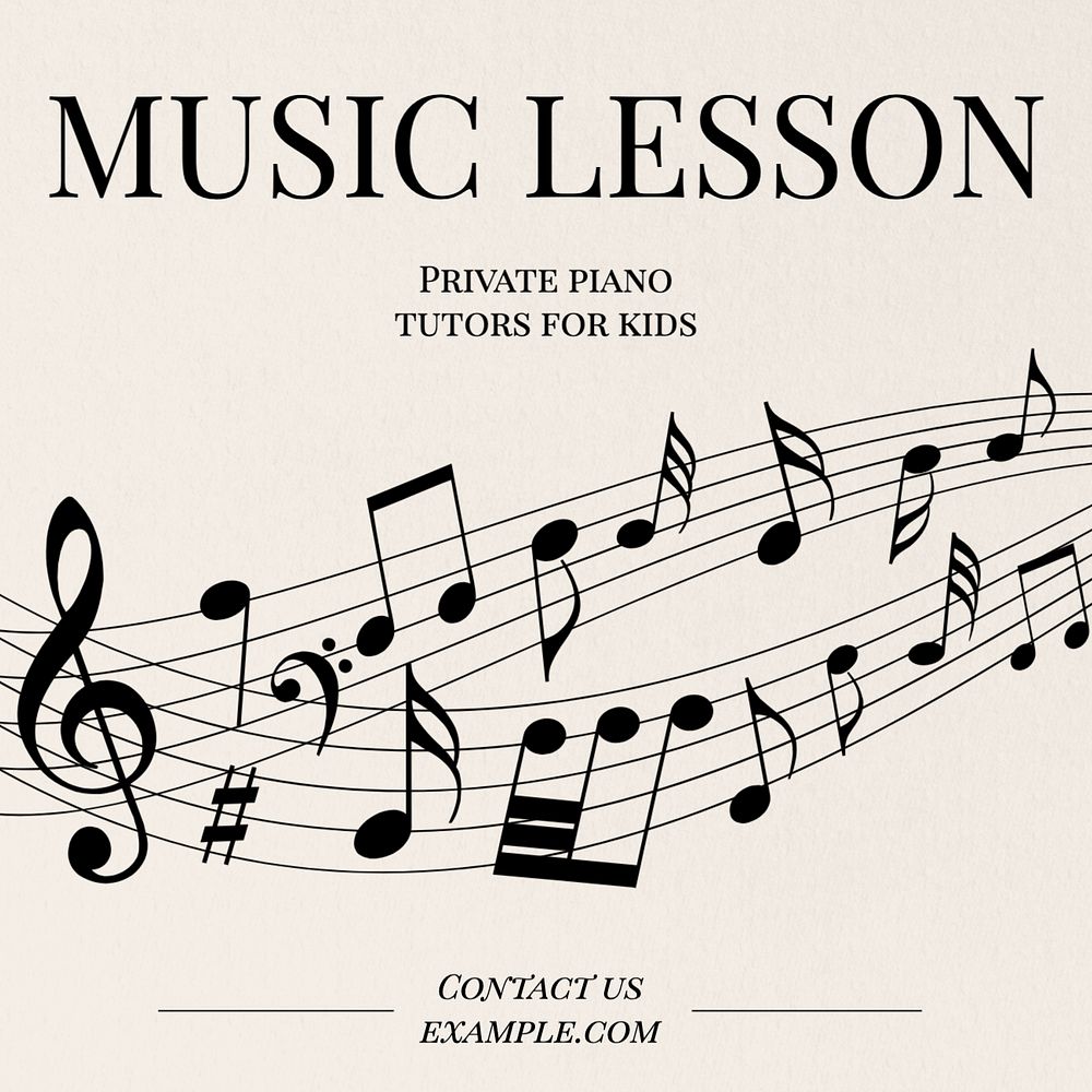 Music lesson Instagram post template, editable text