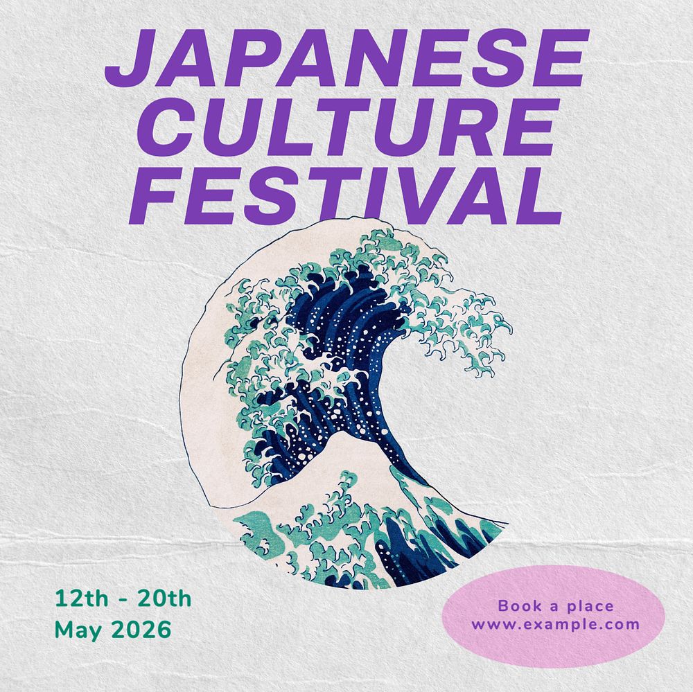 Japanese culture festival Instagram post template, editable text