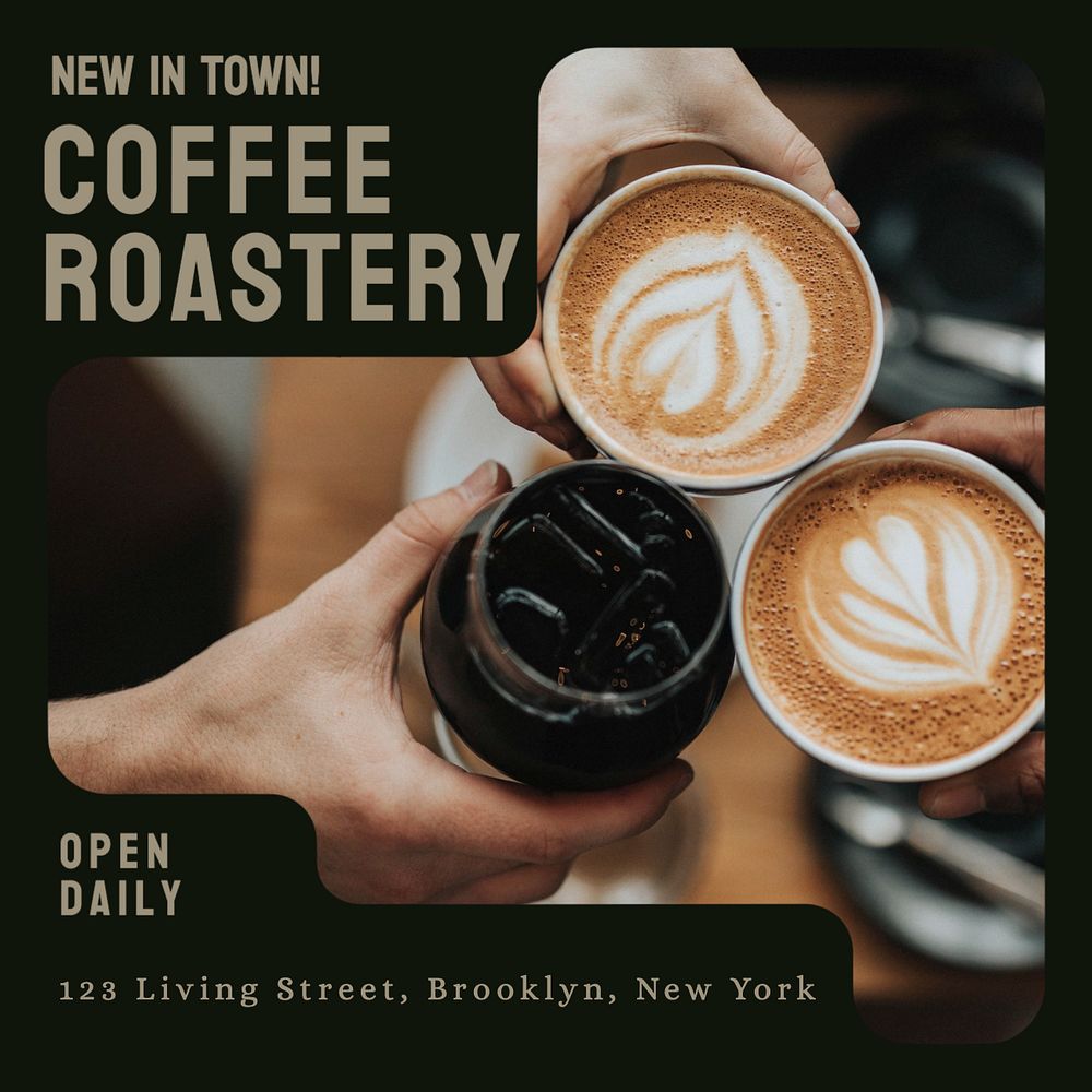 Coffee roastery Instagram post template, editable text