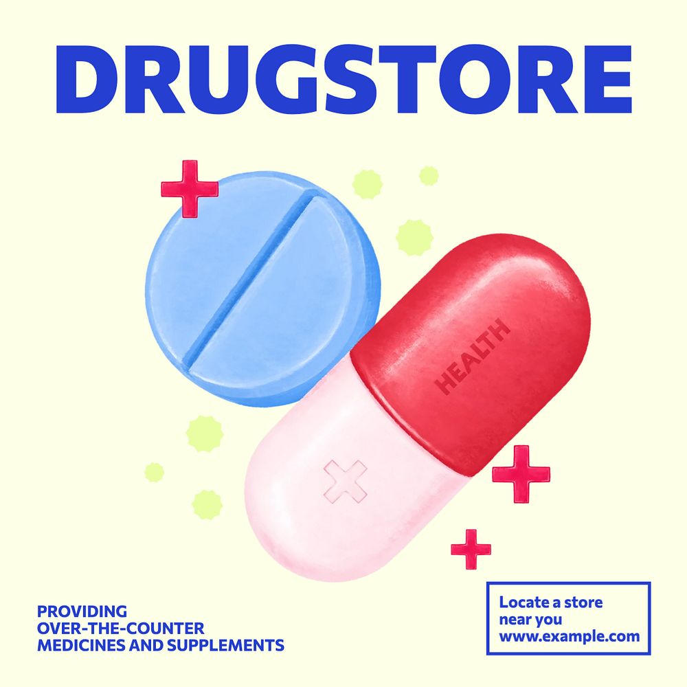 Drugstore Instagram post template, editable text