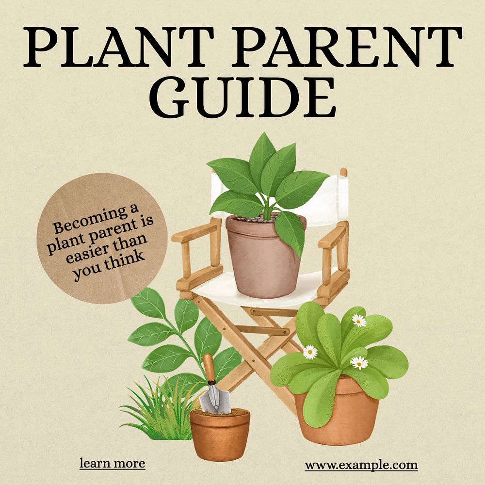 Plant parent guide Instagram post template, editable text