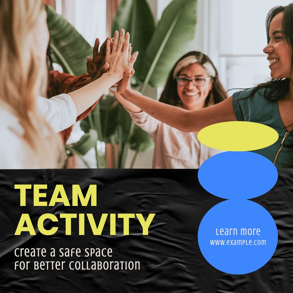 Team activity Instagram post template, editable text