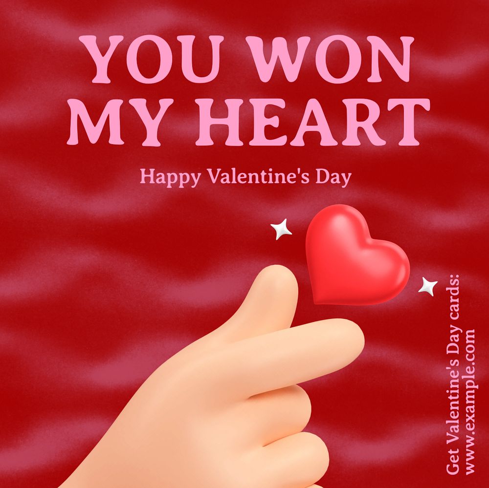 Valentine’s day Instagram post template, editable text