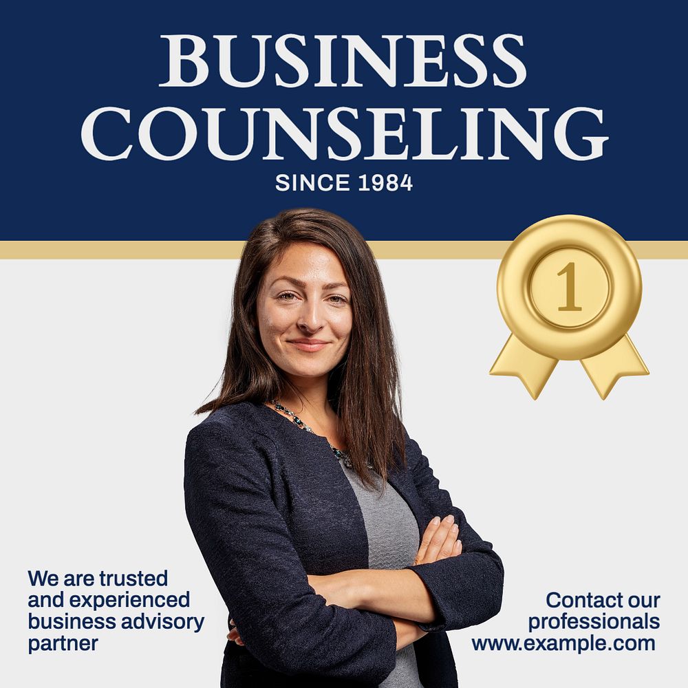 Business counseling Instagram post template, editable text