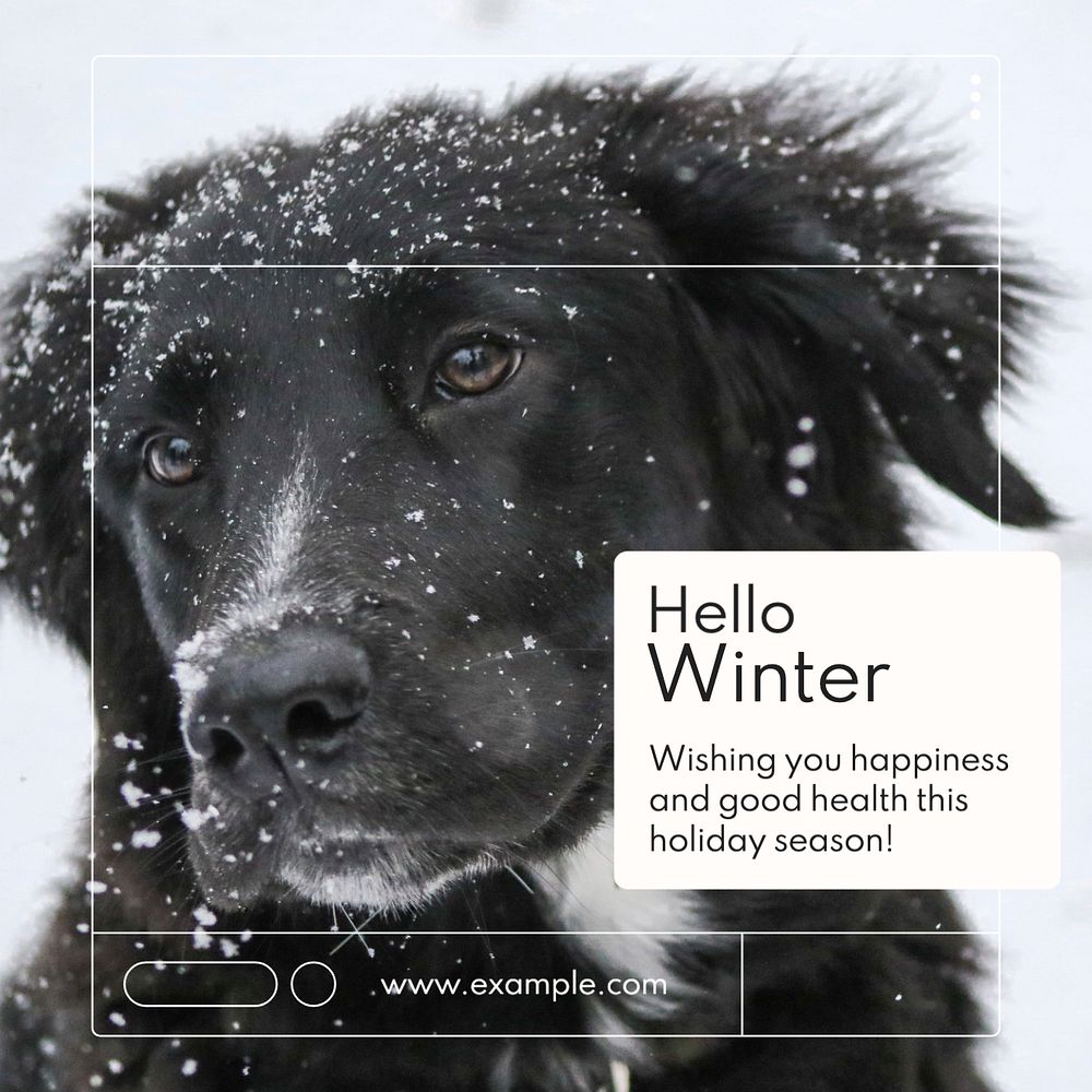 Hello winter wish Instagram post template, editable text