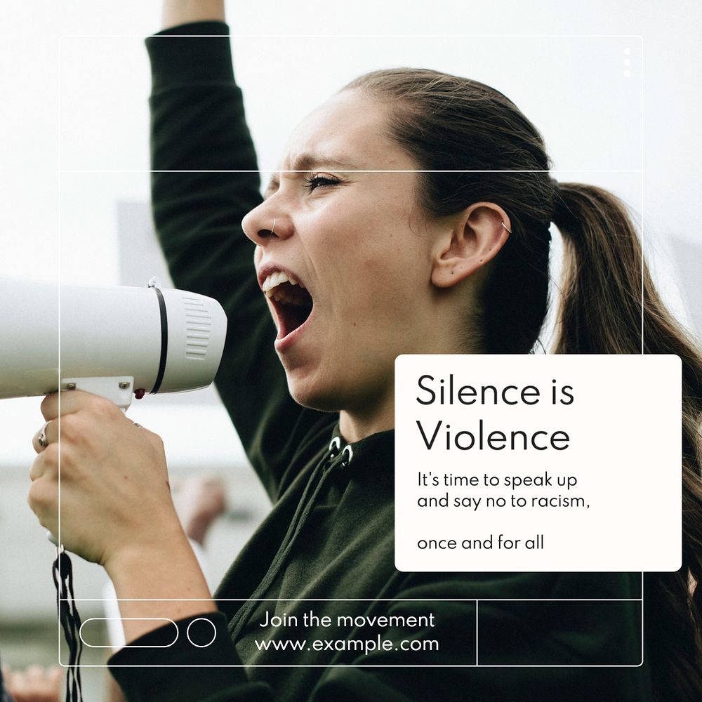 Silence is violence Instagram post template, editable text