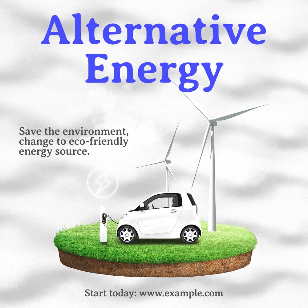 Alternative energy Instagram post template, editable text