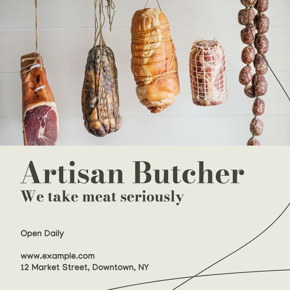 Artisan butcher Instagram post template, editable text