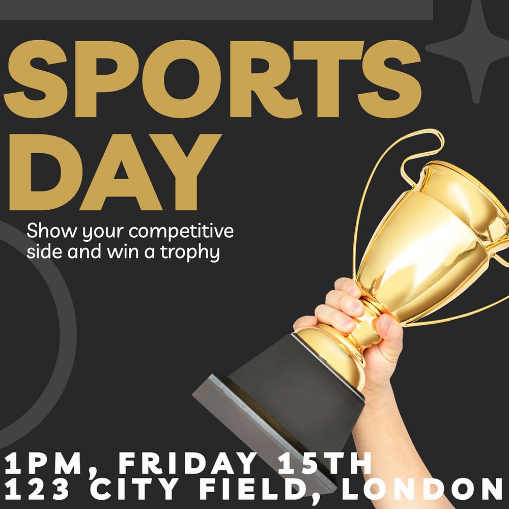 Sports day Instagram post template, editable text