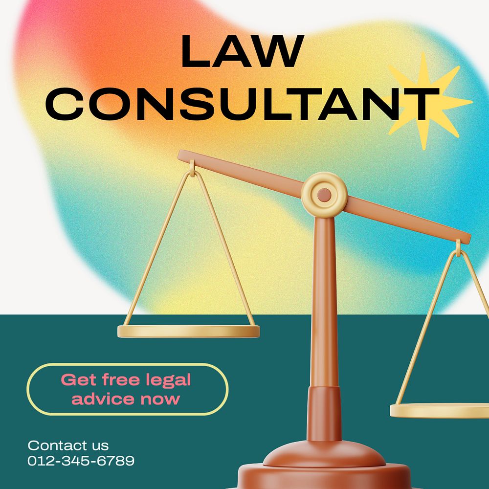 Law consultant Instagram post template, editable text