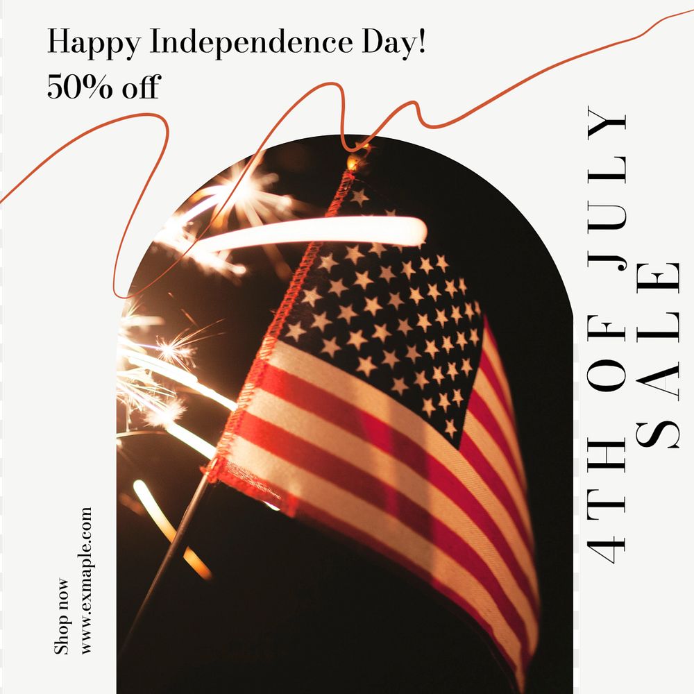 4th of July sale Instagram post template, editable text