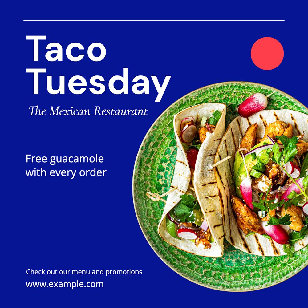 Taco Tuesday Instagram post template, editable text