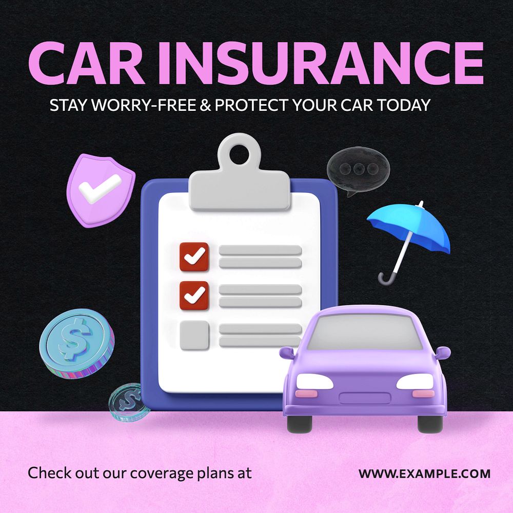 Car insurance Instagram post template, editable text