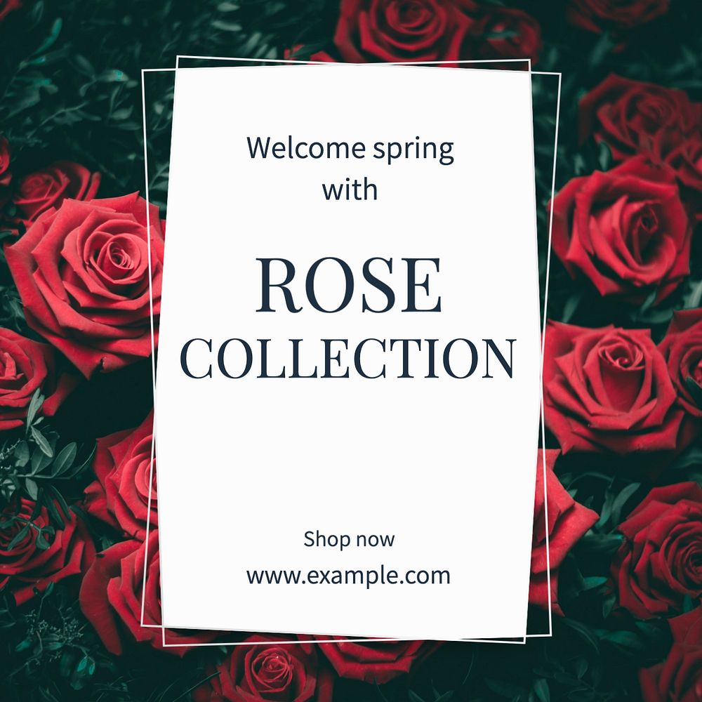 Rose collection Instagram post template, editable text