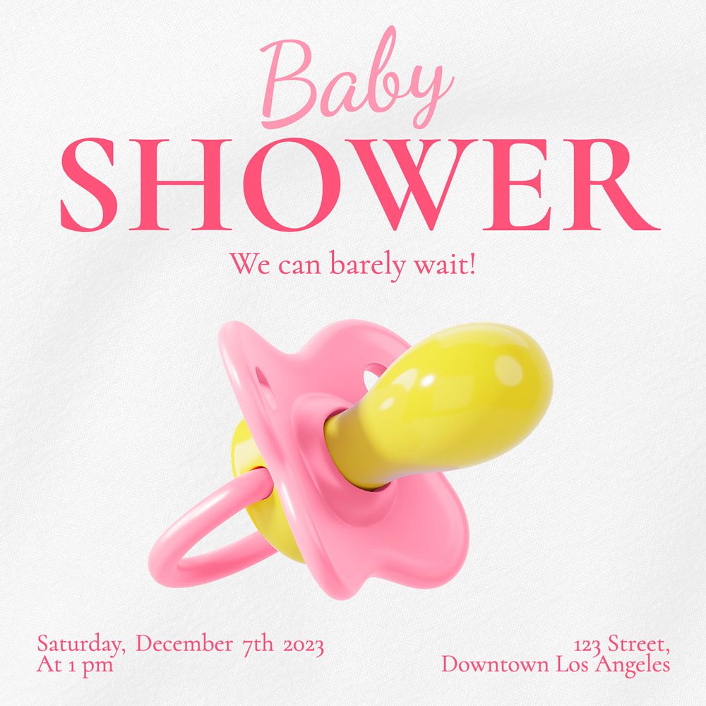 Baby shower Instagram post template, editable text