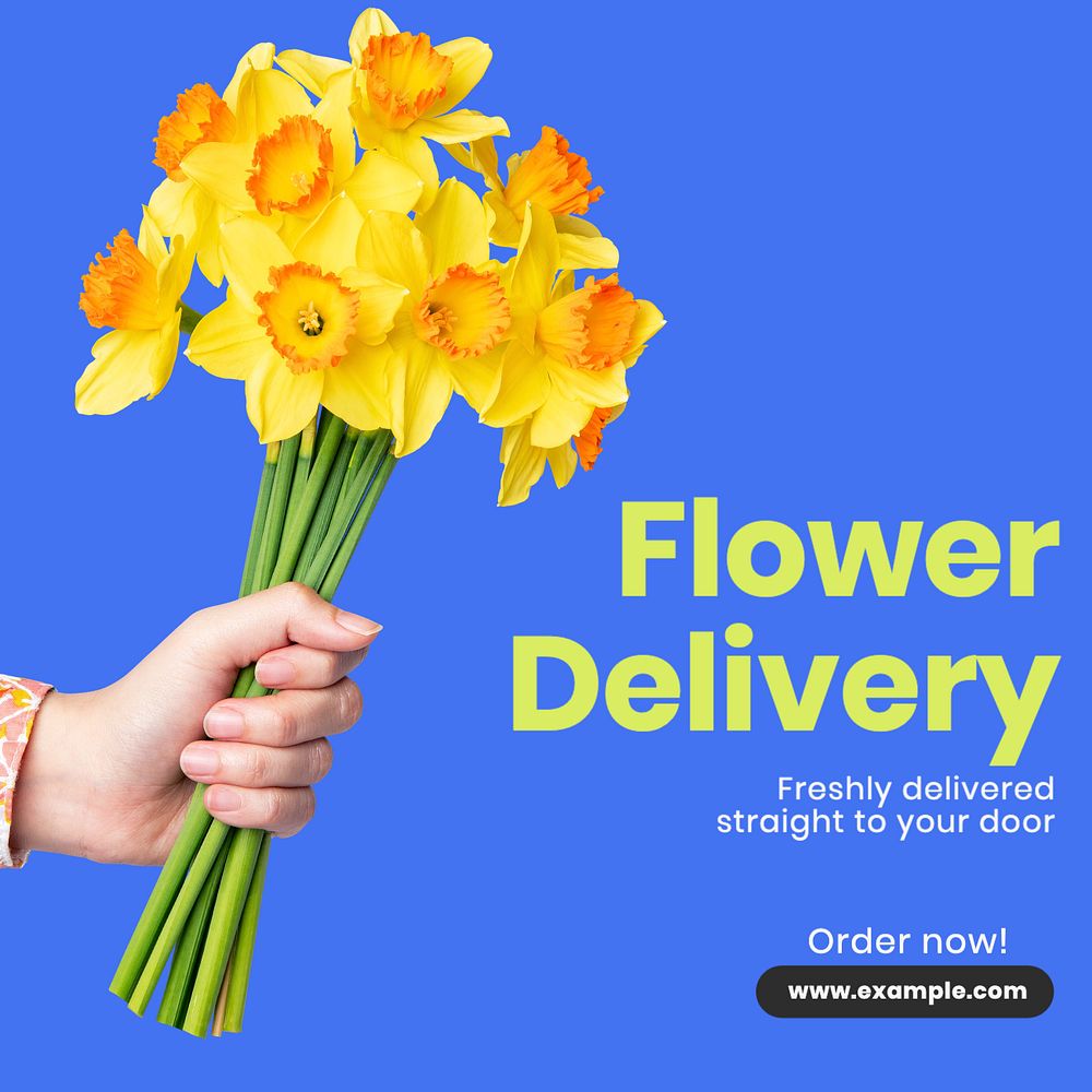 Flower delivery Instagram post template, editable text