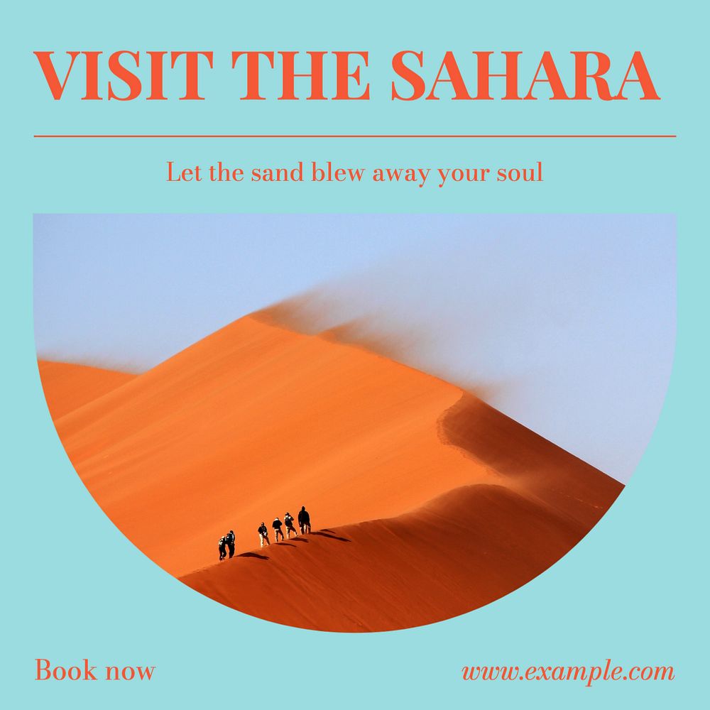 Visit Sahara Instagram post template, editable design