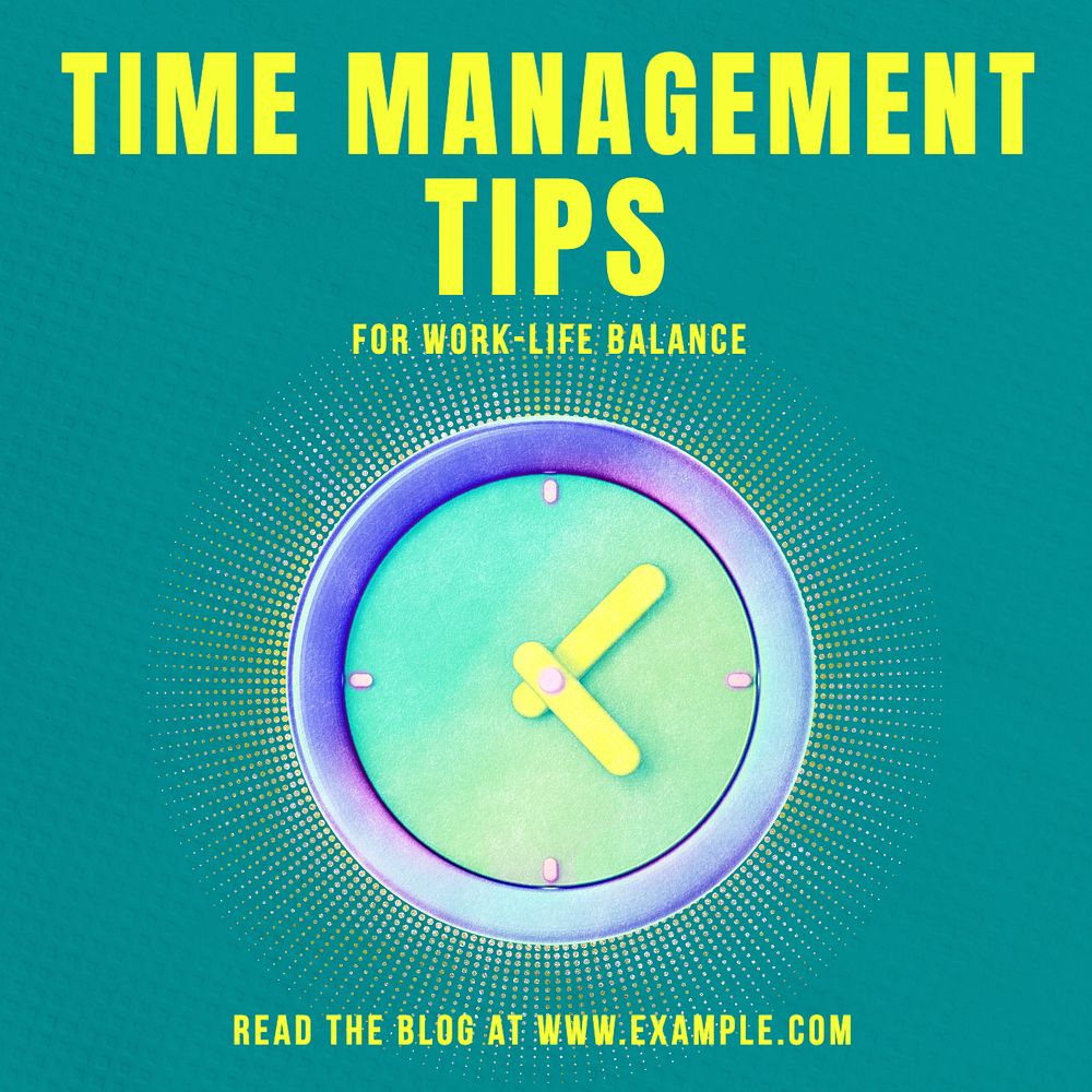 Time management Instagram post template, editable text