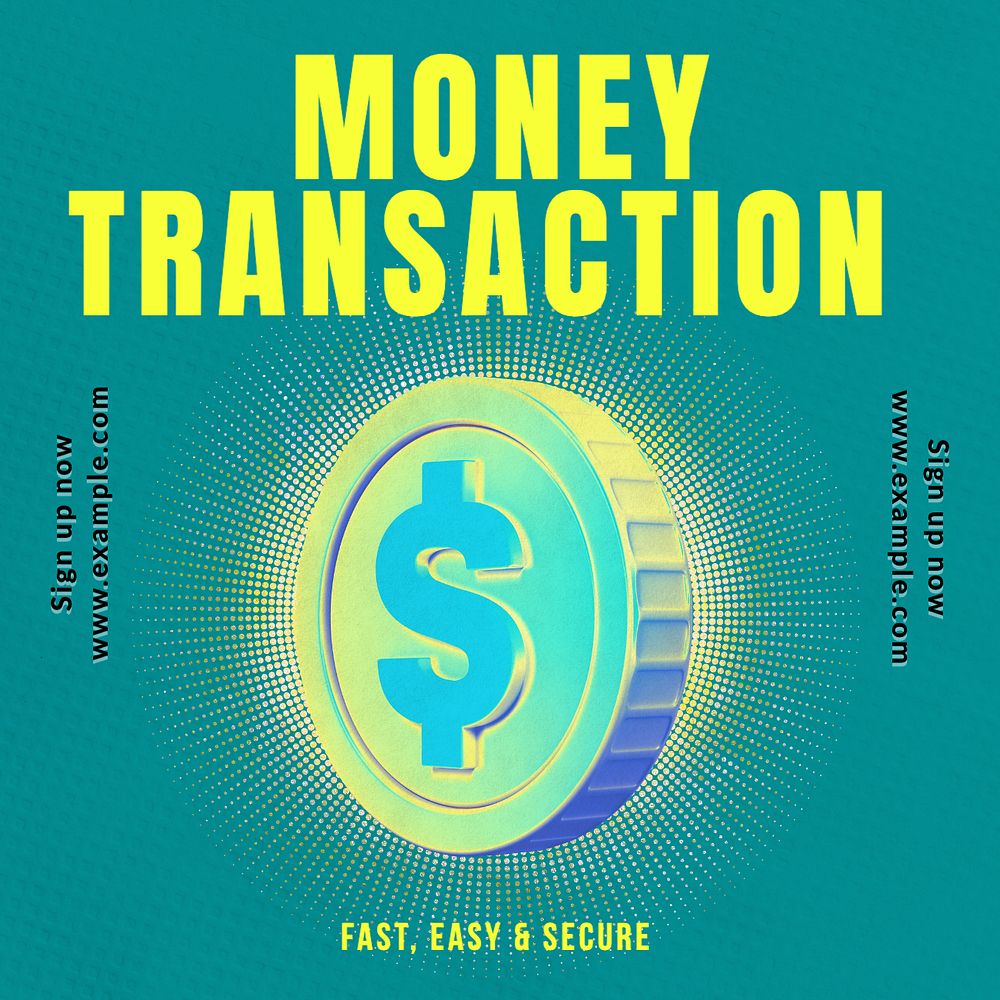 Money transfer Instagram post template, editable text