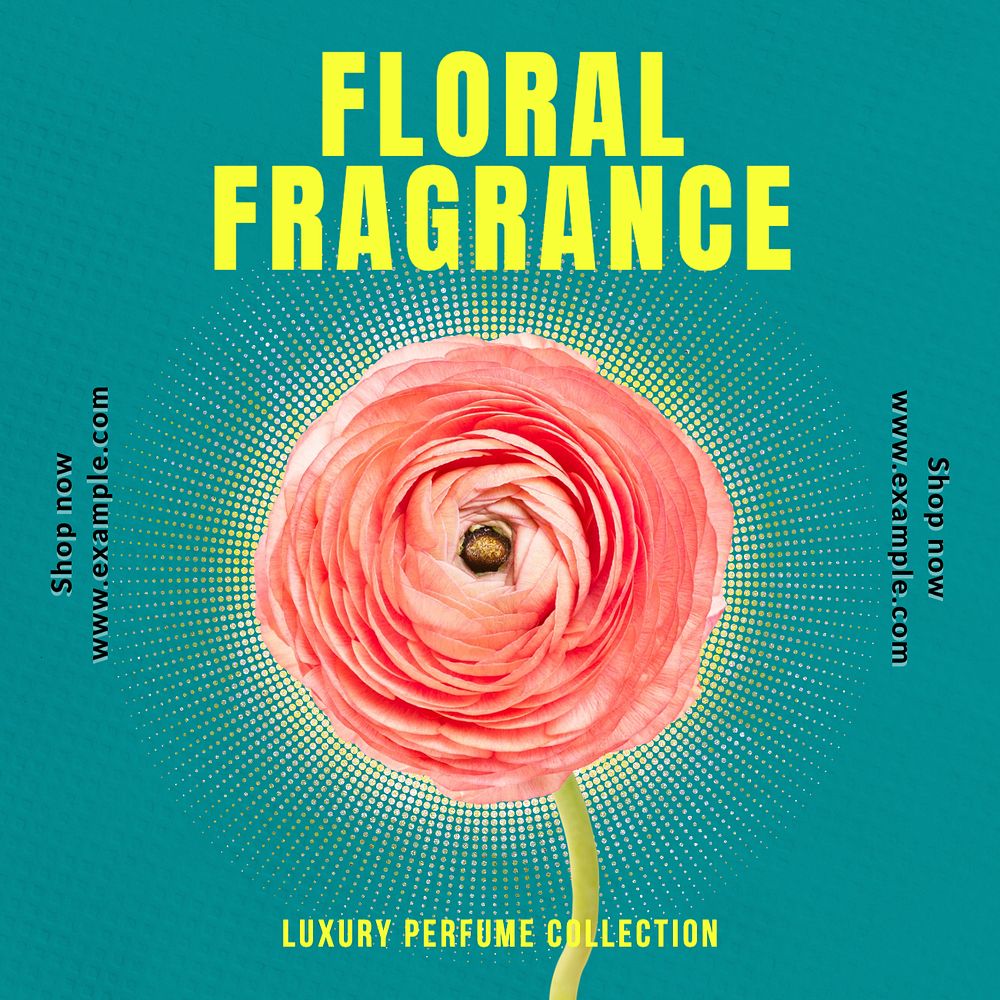 Floral fragrance Instagram post template, editable text