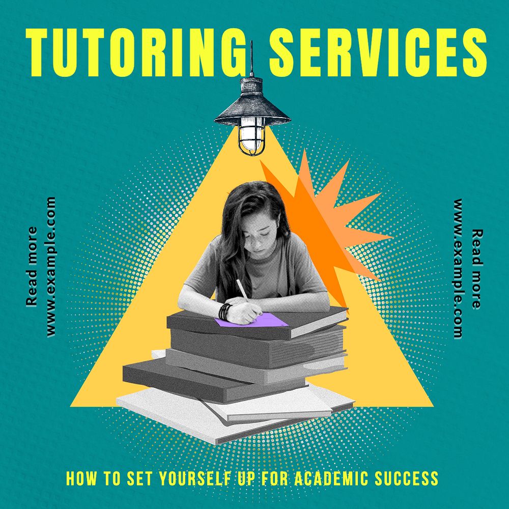 Tutoring services Instagram post template, editable text