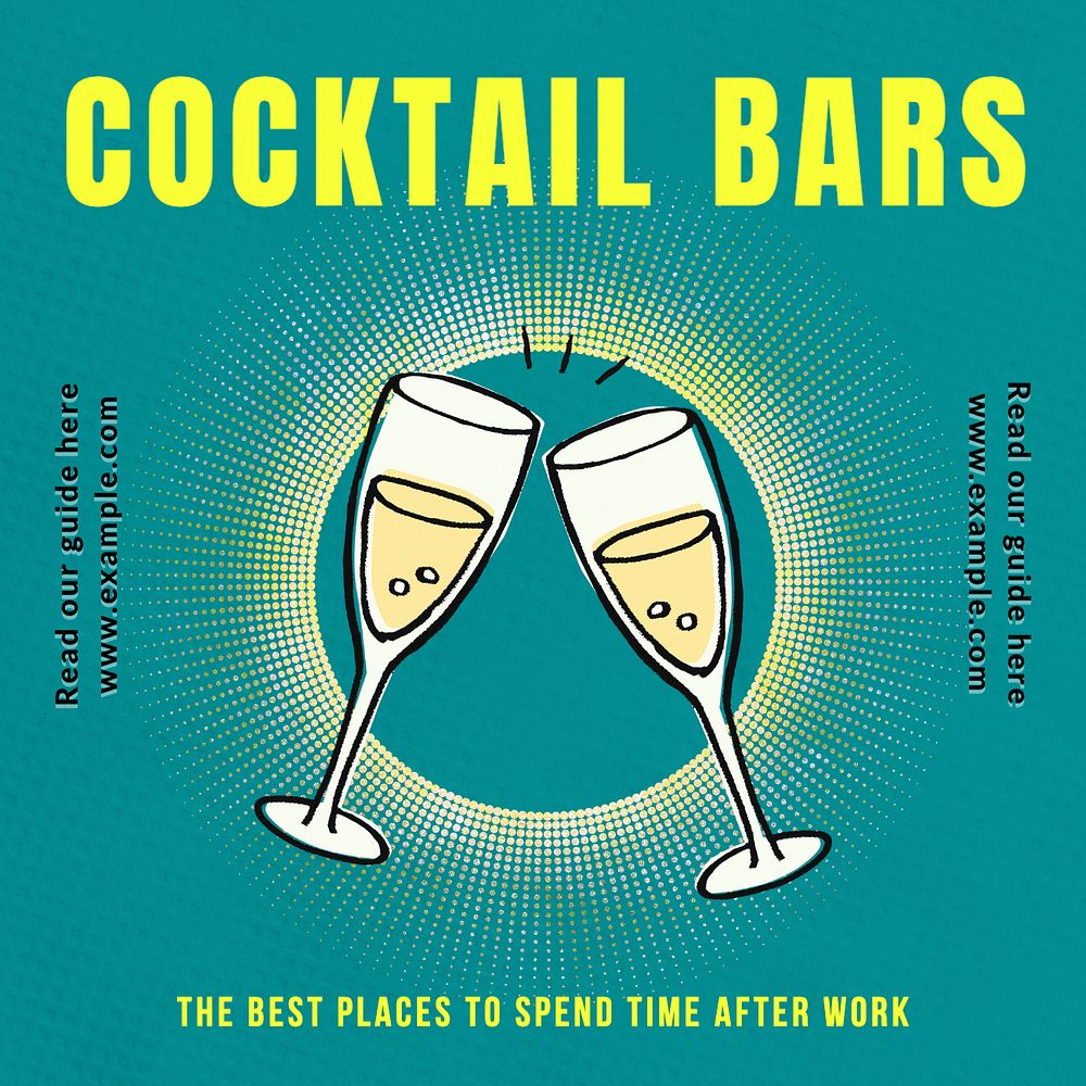 Cocktail bar Instagram post template, editable text