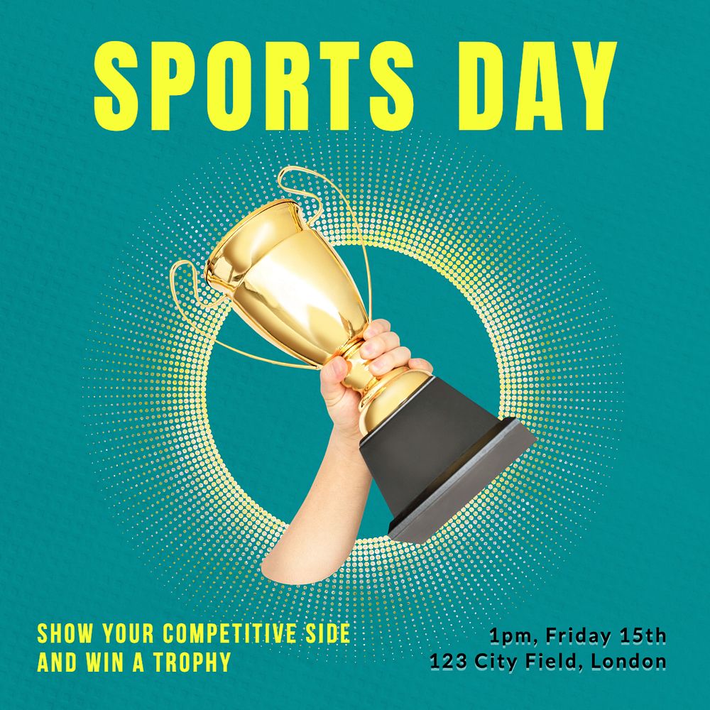 Sports day Instagram post template, editable text